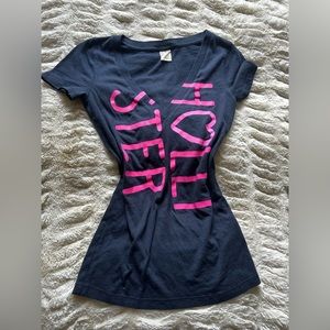 💓 Hollister vintage top v neck small stretchy navy blue y2k